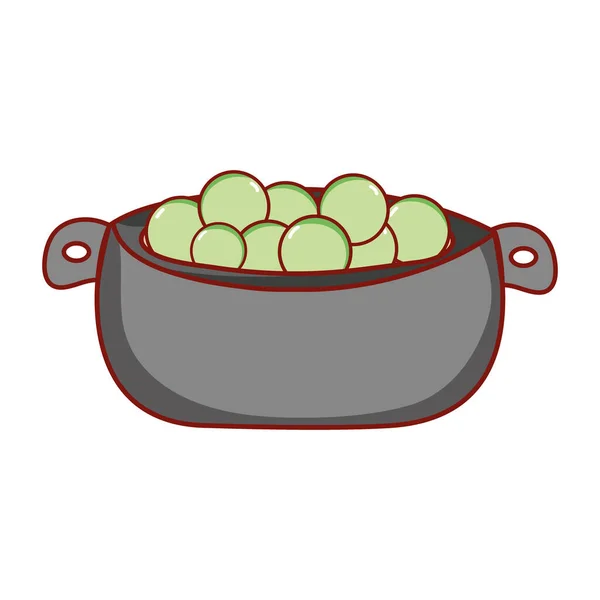 Ervilhas em tigela comida menu japonês desenho animado ícone isolado — Vetor de Stock