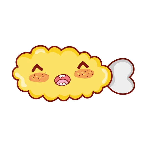 Kawaii tempura poulet dessin animé, sushi et rouleaux — Image vectorielle