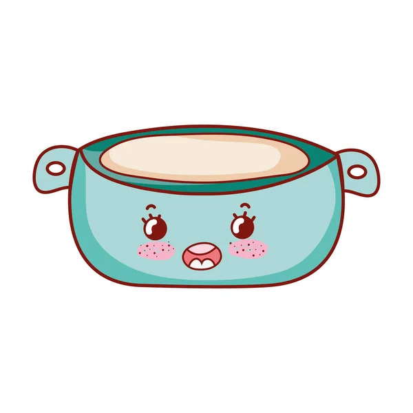 Kawaii krem miska jedzenie kreskówka izolowane ikona — Wektor stockowy