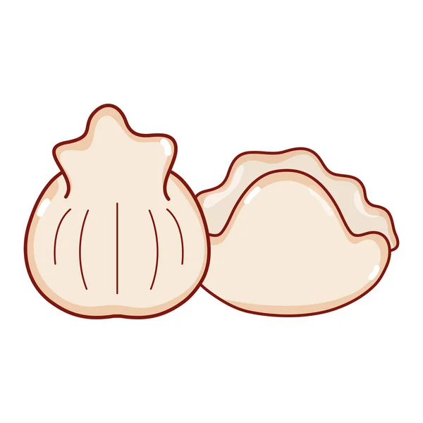 만두와 쿠키 일본 음식 메뉴 일본 만화 고립 아이콘 — 스톡 벡터