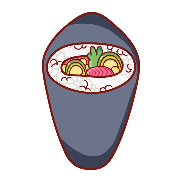 Temaki eten japans menu cartoon geïsoleerd pictogram — Stockvector