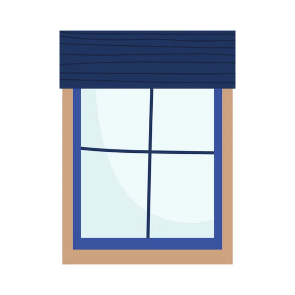 Fenster mit blauem Rahmen Innendekoration isoliert Symbol — Stockvektor