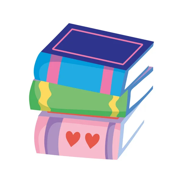 Livros empilhados literatura ler aprender ícone isolado — Vetor de Stock