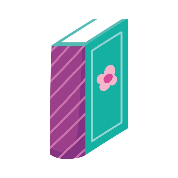 Dia do livro, em pé ícone isolado livro fino — Vetor de Stock