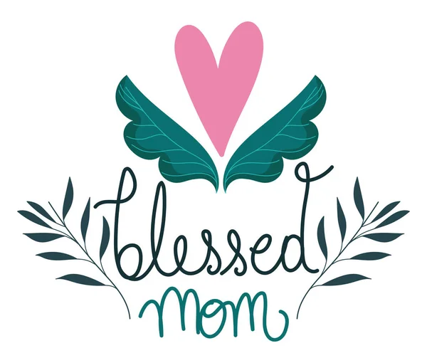 Happy mothers day, blessed mom flower floral decoration card — Stock Vector