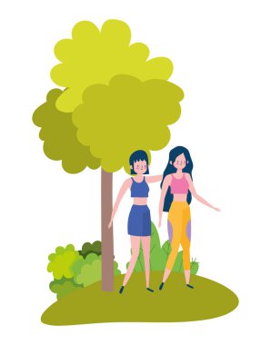 Spor giyim sektöründe spor yapan genç kadınlar sağlıklı bir hayat sürerler.