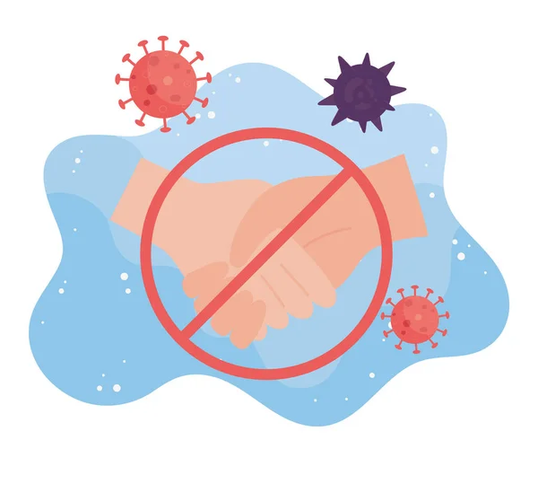 Πρόληψη του ιού covid 19 μην κάνετε χειραψία — Διανυσματικό Αρχείο