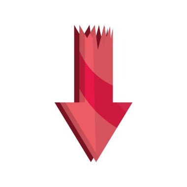 Aşağıya doğru ok borsası çökme simgesi izole