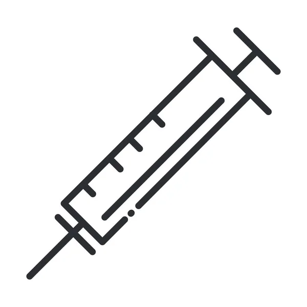 Online health, syringe vaccine medicine covid 19 pandemic line icon — Stock Vector