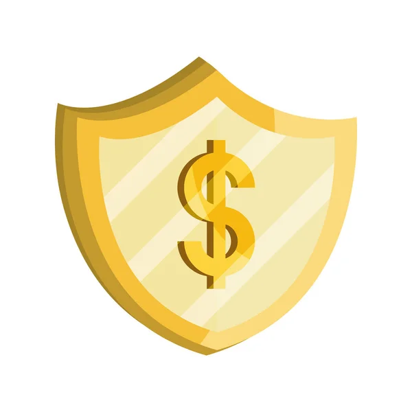 Payments online, shield money dollar flat icon shadow — Stock Vector