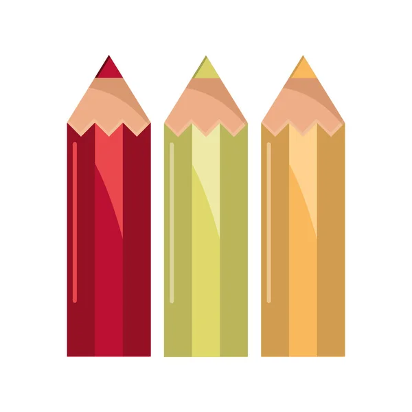 Lápices de color dibujo oferta estudio escuela educación aislado icono — Vector de stock