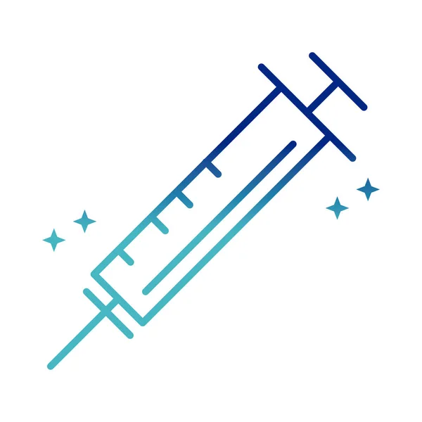 Online gezondheid, injectiespuit vaccin covid 19 pandemisch gradiënt lijn icoon — Stockvector