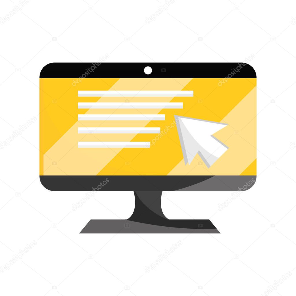 computer monitor technology online education isolated icon shadow