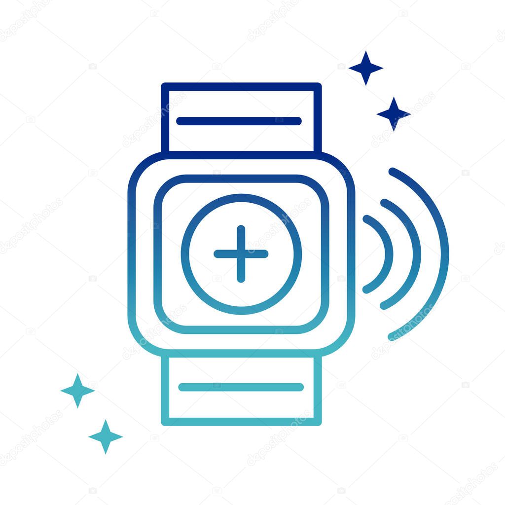 online health, wearable technology activity tracker medical covid 19 pandemic gradient line icon
