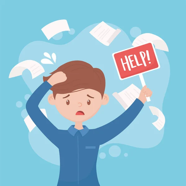Bladen werknemer met hulp werk frustratie stress — Stockvector