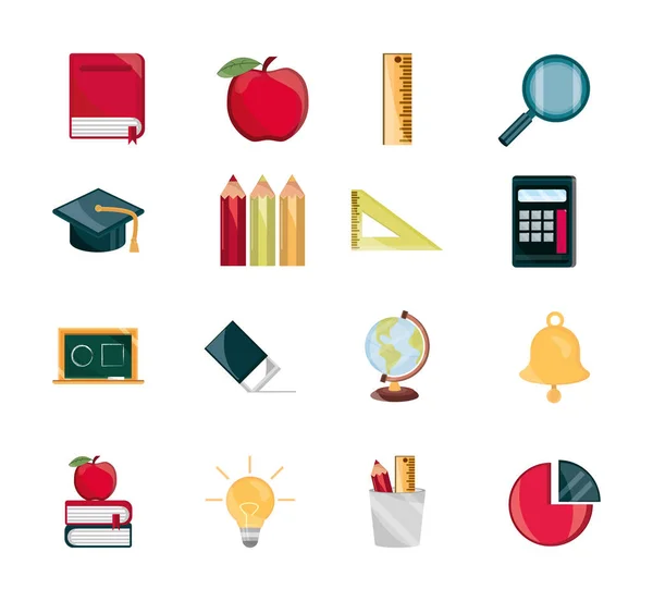Education supply study school stationery icons set isolated icon — Stock Vector