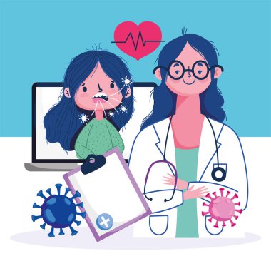 Çevrimiçi sağlık, bilgisayarlı kadın doktor ve öksürük şurubu 19 salgını