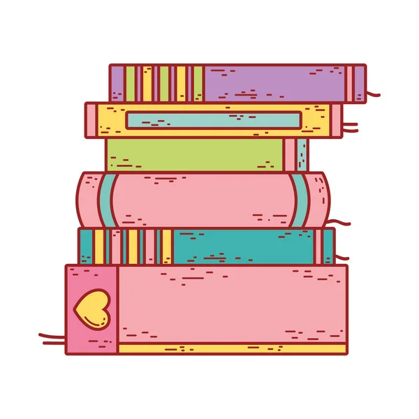 Book day, textbook stacked different literature isolated icon design — Stock Vector
