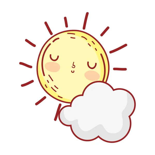 Sol nube tiempo verano dibujos animados aislado icono de diseño — Archivo Imágenes Vectoriales