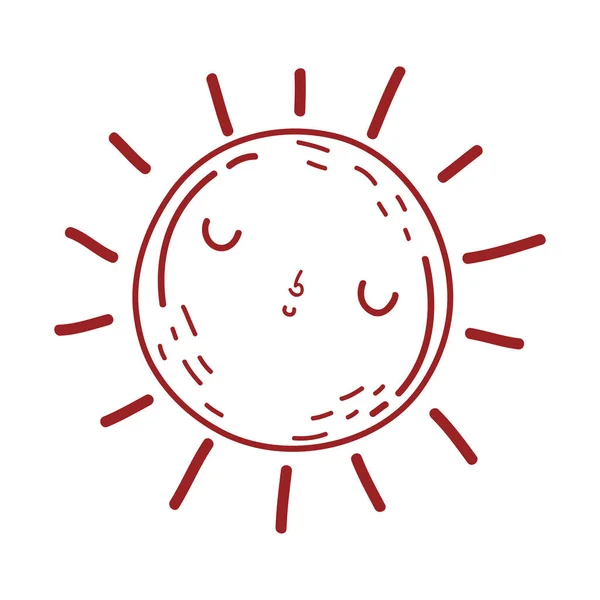 Sun weather summer cartoon isolated icon design line style — Stock Vector