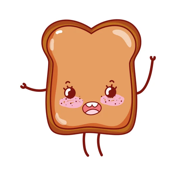 Bröd frukost mat söt kawaii isolerad ikon — Stock vektor