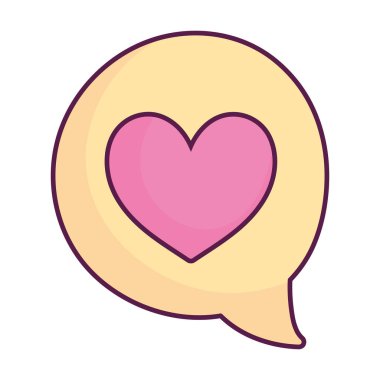 Konuşma baloncuğu aşk kalp mesajı izole tasarımı