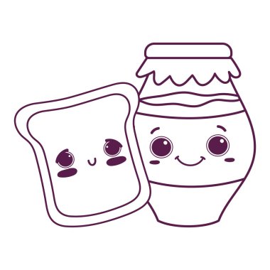 Tatlı ekmek ve tatlı tatlı pasta çizgi film izole tasarım tarzı