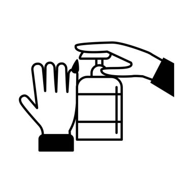 Sıvı sabun hattı simgesine sahip virüs covid 19 salgın eli
