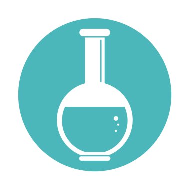 Virüs covid 19 salgın laboratuvar beher şişesi tıbbi blok tarzı simge