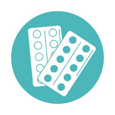 Virüs covid 19 salgın ambalaj hapları blok biçim simgesi