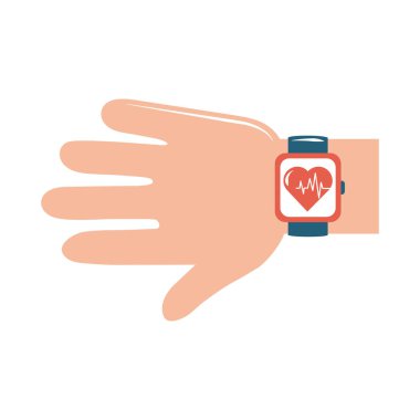 Akıllı saat düz biçim simgesiyle çevrimiçi doktor eli