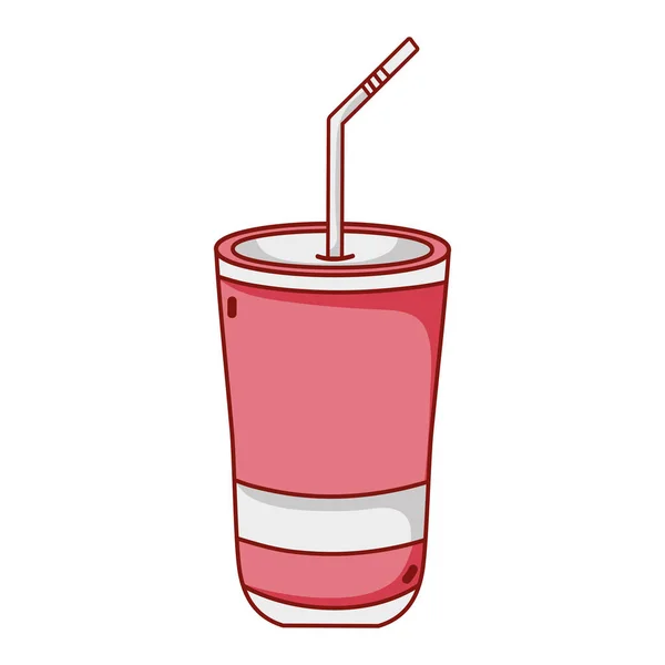 Rychlé občerstvení jednorázové pohár se slámou karikatura izolované ikony — Stockový vektor