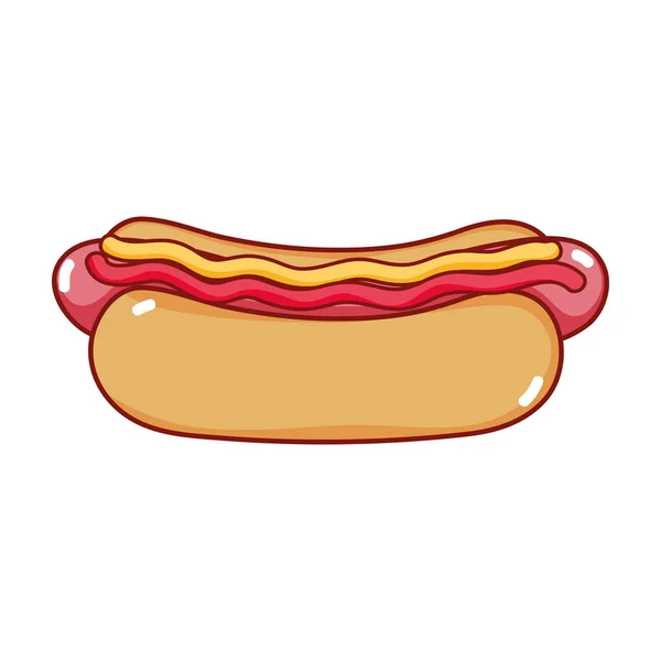 Γρήγορο φαγητό hot dog κινούμενα σχέδια απομονωμένο εικονίδιο — Διανυσματικό Αρχείο