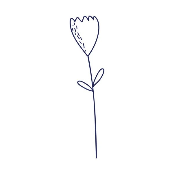 Fleur tige pétales décoration dessin animé isolé icône conception ligne style — Image vectorielle