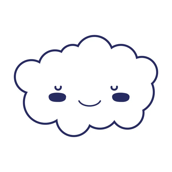 Σύννεφο ουρανό Kawaii κινουμένων σχεδίων απομονωμένο εικονίδιο στυλ γραμμή σχεδιασμού — Διανυσματικό Αρχείο