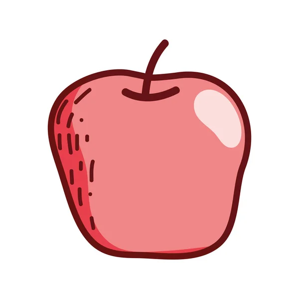 Fruta manzana fresca dibujos animados diseño icono aislado — Vector de stock