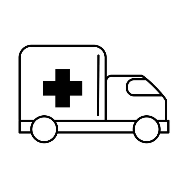 Virus covid 19 pandemic emergency ambulance car line style icon — Stock Vector