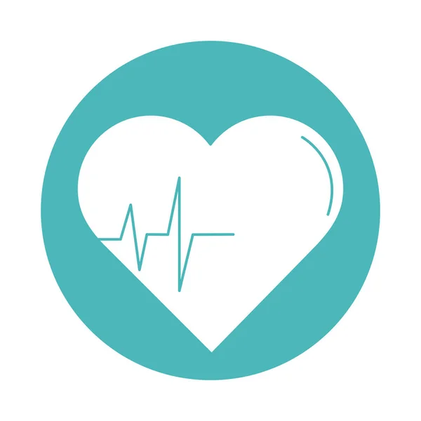 Virus covid 19 pandemic heart pulse block style icon — Stock Vector