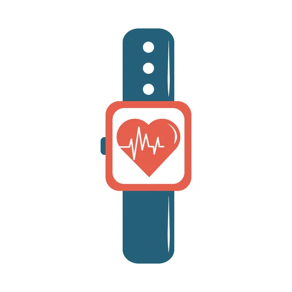 Online-Arzt Smart Watch Herzschlag Gesundheit flachen Stil-Symbol — Stockvektor