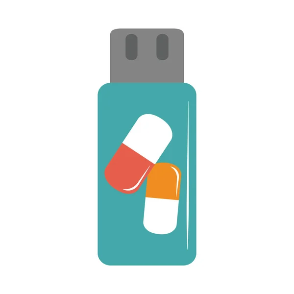 Médico en línea flash drive medicina farmacia cuidado icono de estilo plano — Archivo Imágenes Vectoriales