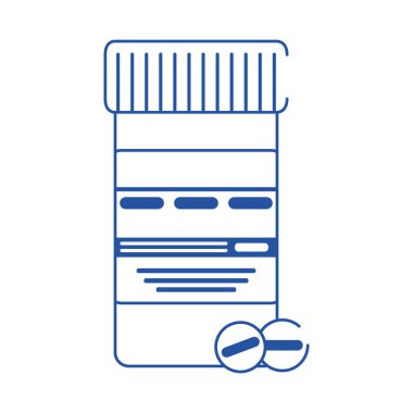 Online doktor konteynırı eczane hapları mavi çizgi biçimindeki ikonu önemser