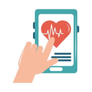 Online doktor eli ile akıllı telefon kalp atışı bakımı düz biçim simgesi
