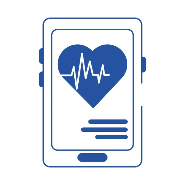 Médico en línea teléfono inteligente latidos del corazón atención médica línea azul icono de estilo — Vector de stock