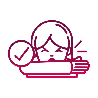 Ağız ve burnu kolla kaplayan kovid19 gradyan simgesinin yayılmasını engeller