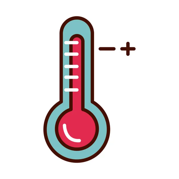 Thermometer koorts voorkomen dat de verspreiding van covid-19 lijn en bestand pictogram — Stockvector