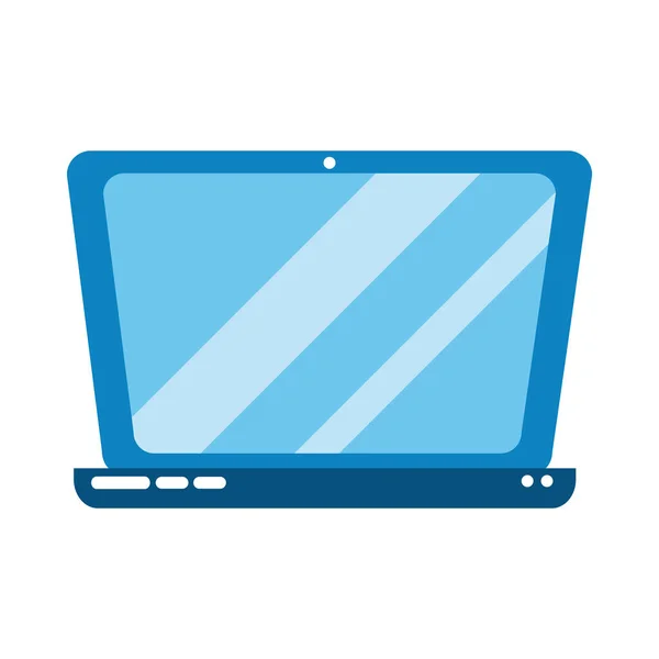 Ordinateur portable technologie informatique virtuel enseignement à domicile plat style icône — Image vectorielle