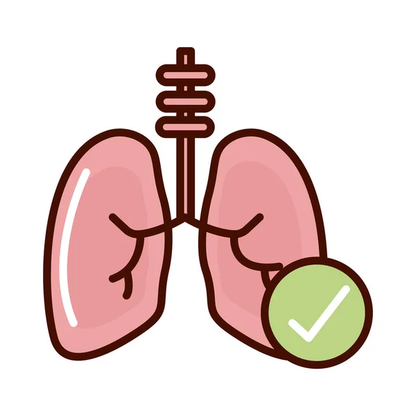 健康な肺はCovid19ラインとファイルアイコンの拡散を防ぎます — ストックベクタ