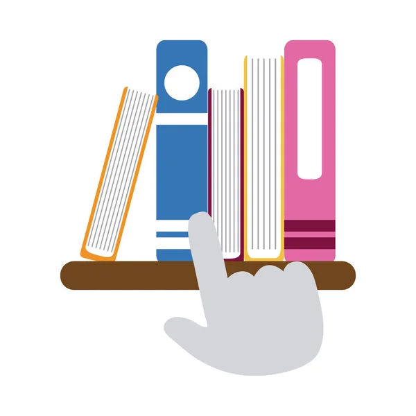 Haga clic en libros sobre el icono de estilo plano de educación en casa virtual — Archivo Imágenes Vectoriales