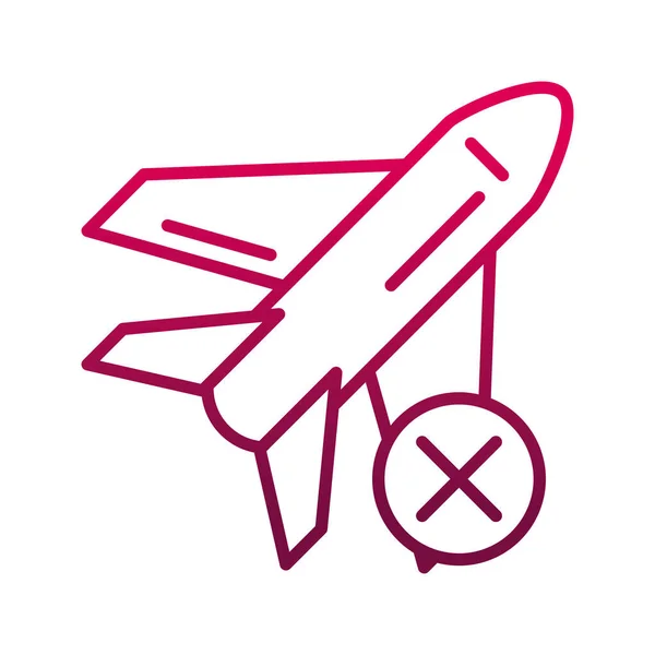 Reisen im Flugzeug vermeiden Verbreitung von covid19 Gradientensymbol verhindern — Stockvektor