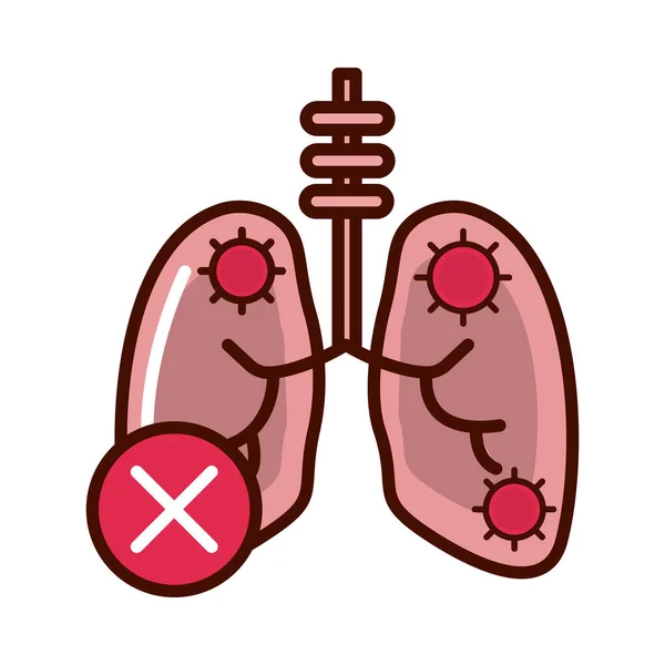 Enfermedad neumonía pulmones prevenir la propagación de covid-19 línea y archivo icono — Vector de stock